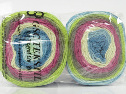 Cakes Wool DK Turquoise Shades, Beige, Fuchsia, Brown, Green fnt2-77659