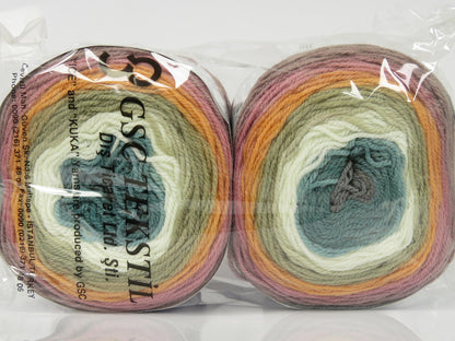 Cakes Wool DK Green, Cream, Camel, Orange, Pink Shades fnt2-77661