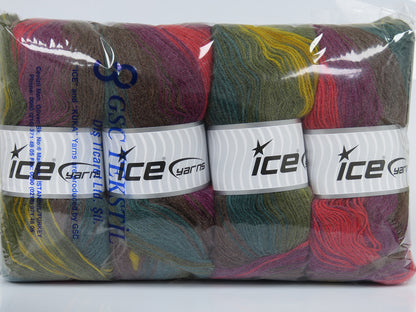 Angora Batik Green Shades, Brown, Gold, Red, Purple fnt2-77749