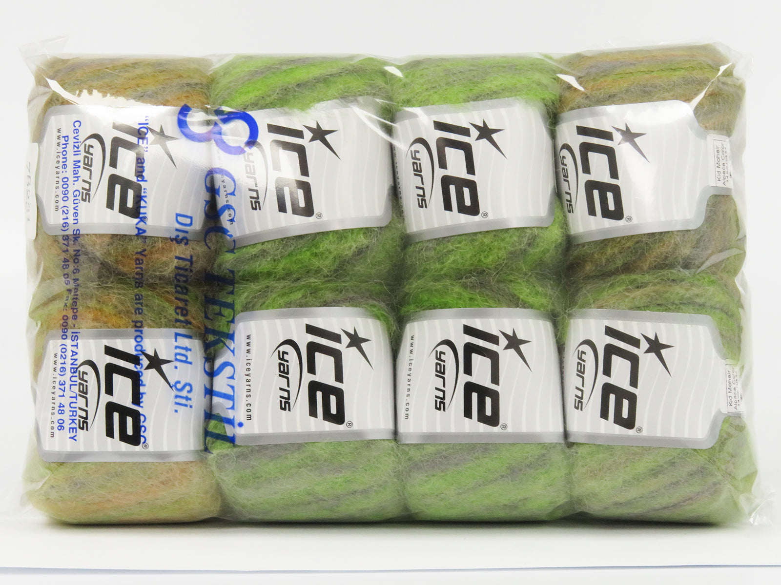 Kid Mohair Alpaca Color Green Shades, Grey, Camel, Orange fnt2-78231