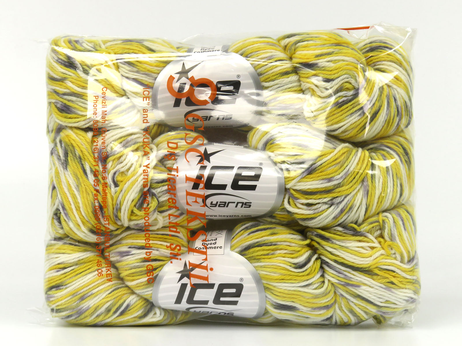 Hand Dyed Cashmere Yellow, Grey, White Sku:fnt2-78500
