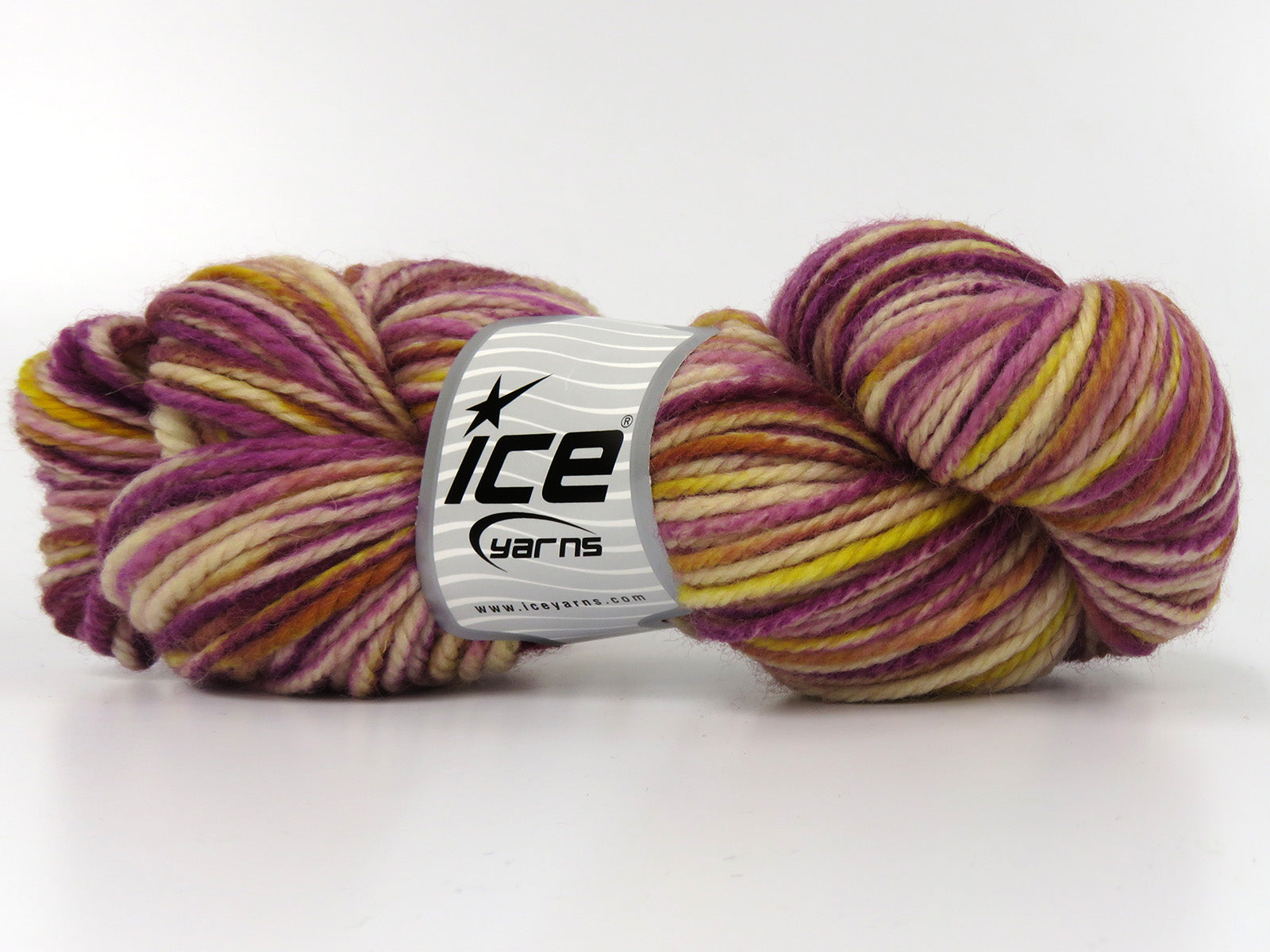 Organic Wool Bulky Hand Paint Purple, Cream, Gold fnt2-78814