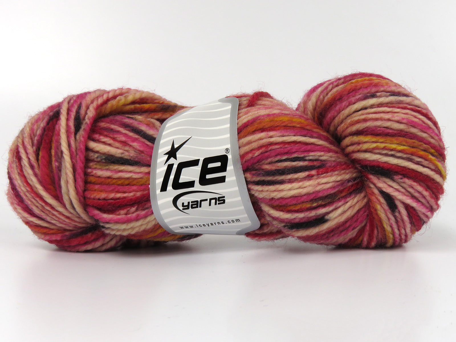 Organic Wool Bulky Hand Paint Fuchsia, Gold, Black fnt2-78815