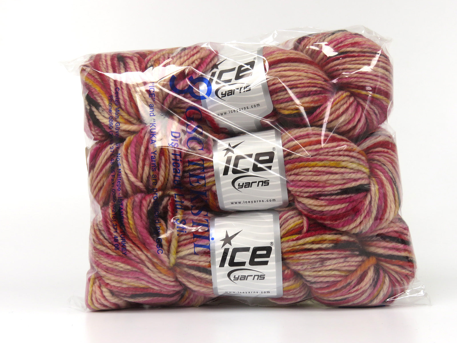 Organic Wool Bulky Hand Paint Fuchsia, Gold, Black fnt2-78815
