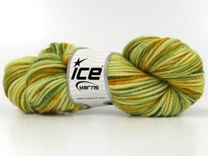 Organic Wool Bulky Hand Paint Green Shades, Gold fnt2-78819