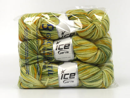 Organic Wool Bulky Hand Paint Green Shades, Gold fnt2-78819