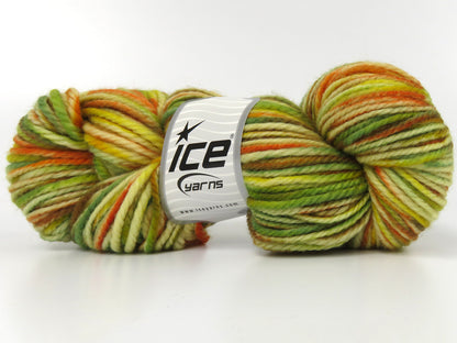 Organic Wool Bulky Hand Paint Green Shades, Gold Shades fnt2-78820