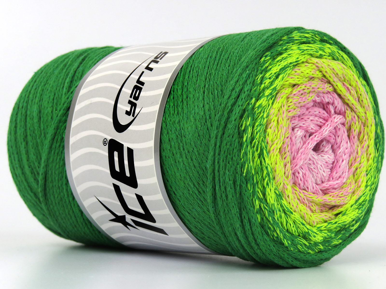 Macrame Cotton Magic Pink, White, Green Shades fnt2-79845