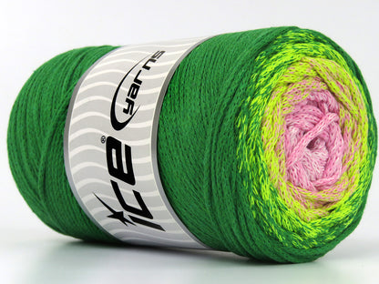 Macrame Cotton Magic Pink, White, Green Shades fnt2-79845