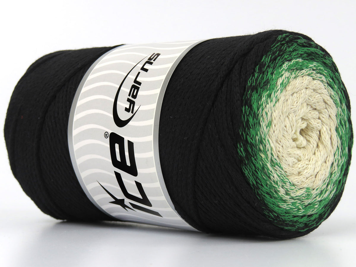 Macrame Cotton Magic Cream, Black, Green fnt2-79850