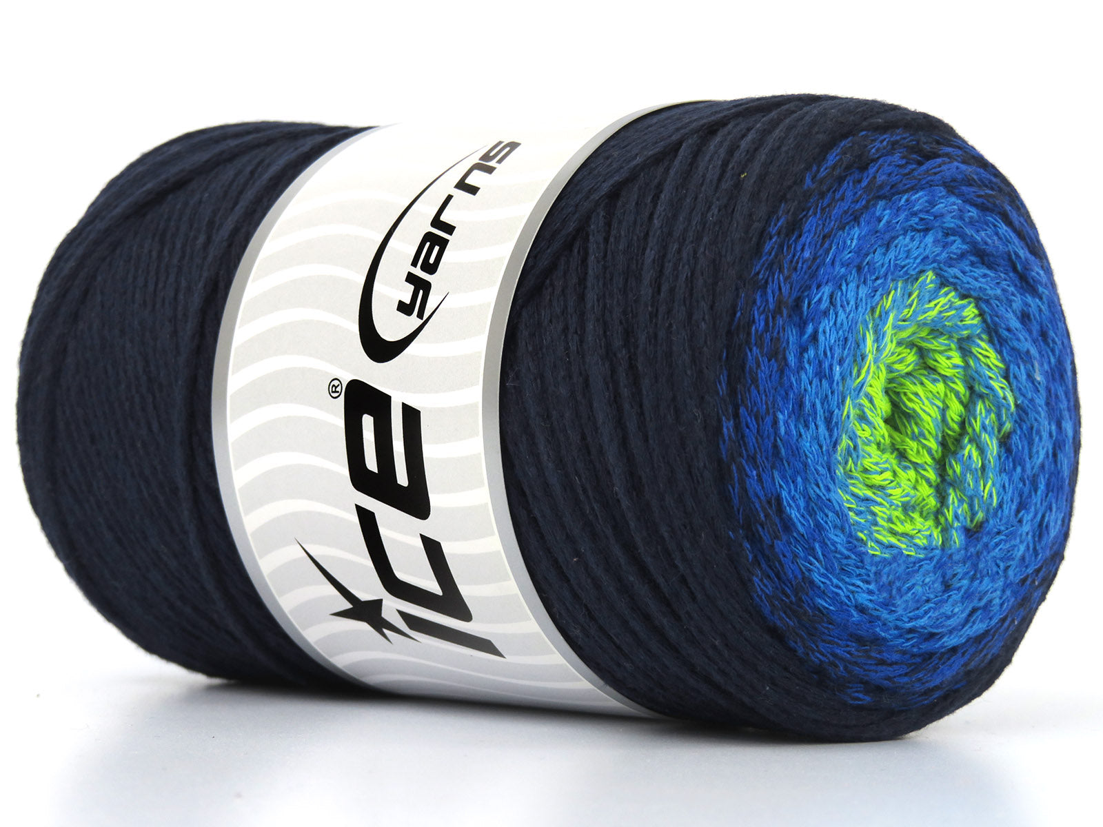 Macrame Cotton Magic Neon Green, Blue Shades, Dark Navy fnt2-79857