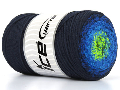 Macrame Cotton Magic Neon Green, Blue Shades, Dark Navy fnt2-79857