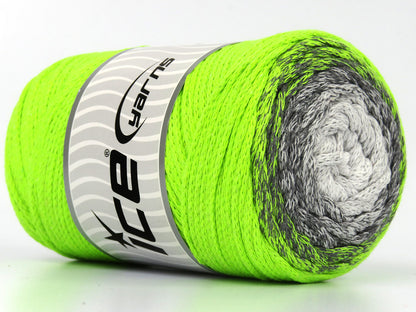 Macrame Cotton Magic White, Grey, Neon Green fnt2-79859