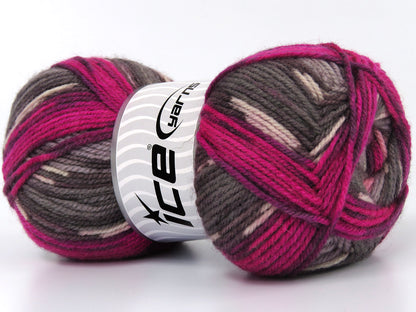 Wool Design Fuchsia, Maroon, Grey Shades, White fnt2-79883