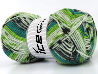 Wool Design Green Shades, Black, Teal fnt2-79886