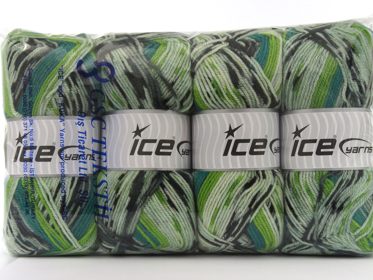 Wool Design Green Shades, Black, Teal fnt2-79886