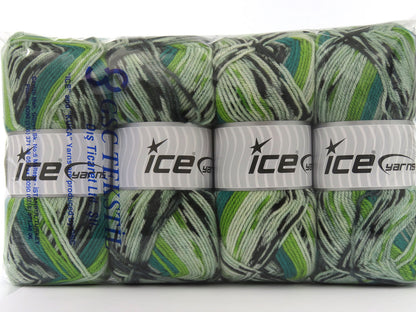 Wool Design Green Shades, Black, Teal fnt2-79886