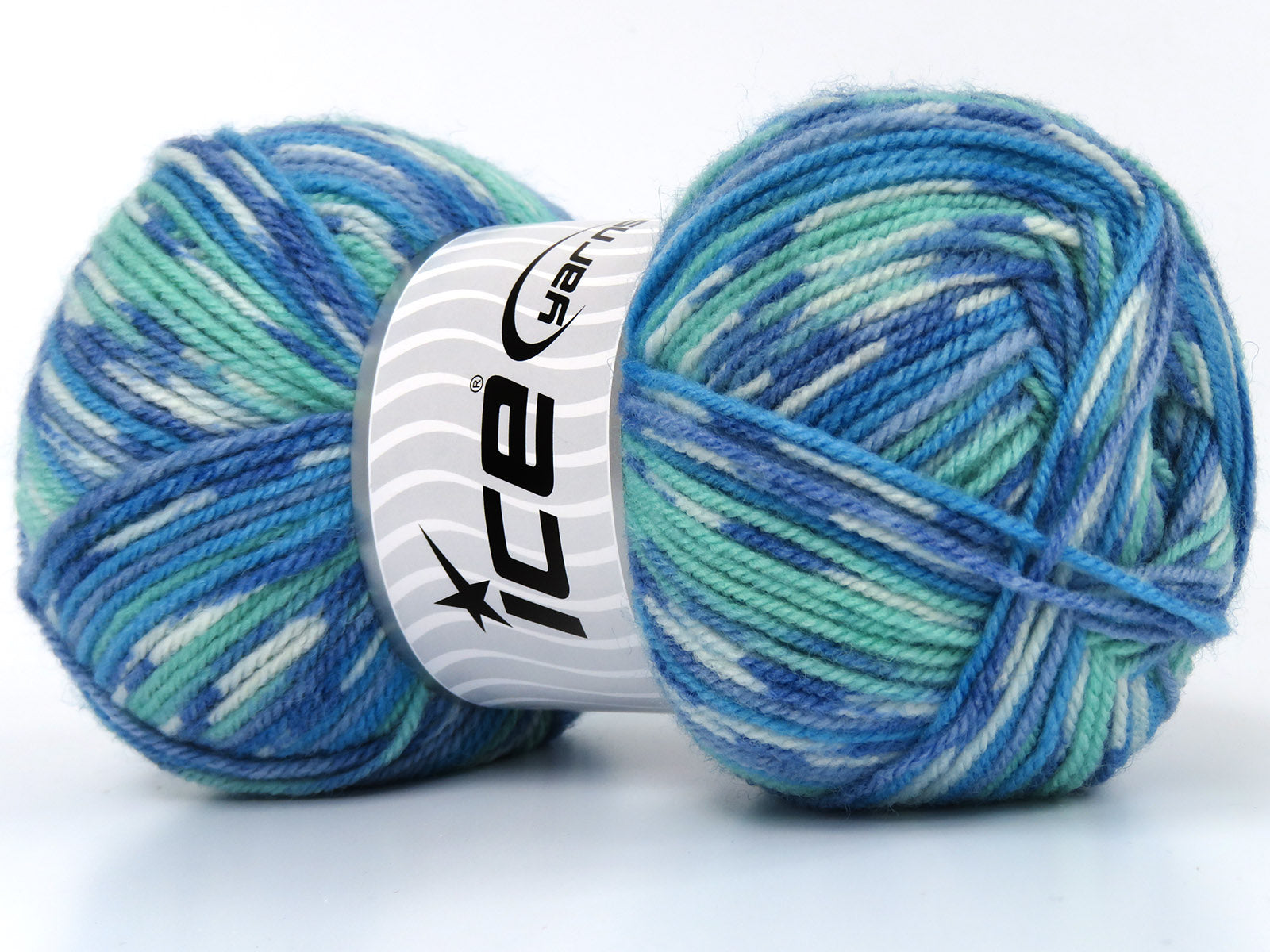 Wool Design Blue Shades, Mint Green, White fnt2-79887
