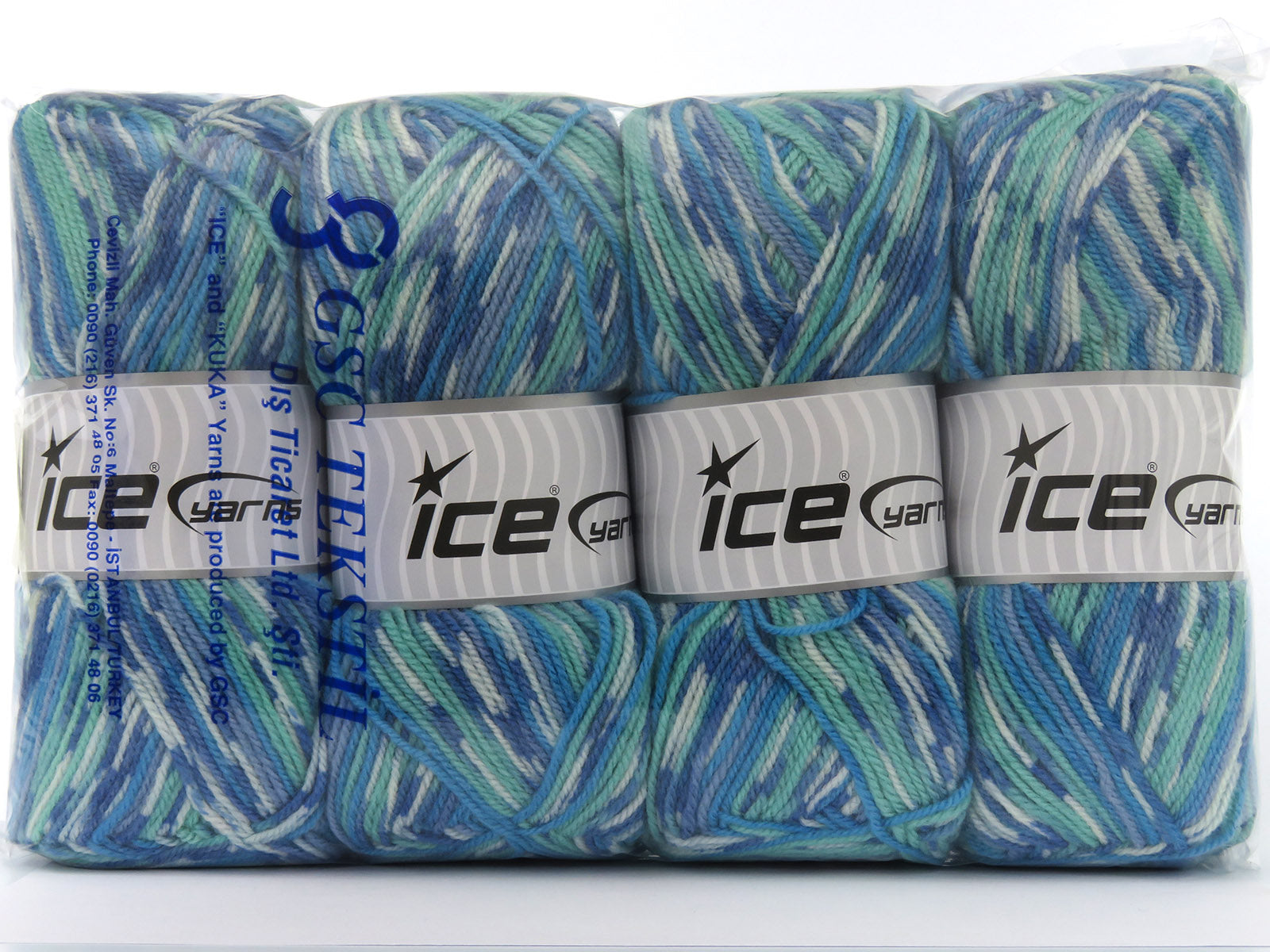 Wool Design Blue Shades, Mint Green, White fnt2-79887