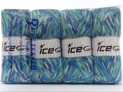 Wool Design Blue Shades, Mint Green, White fnt2-79887
