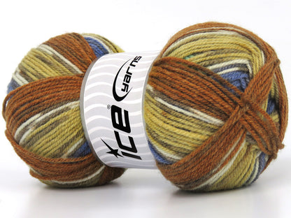 Wool Design Brown Shades, White, Blue fnt2-79889