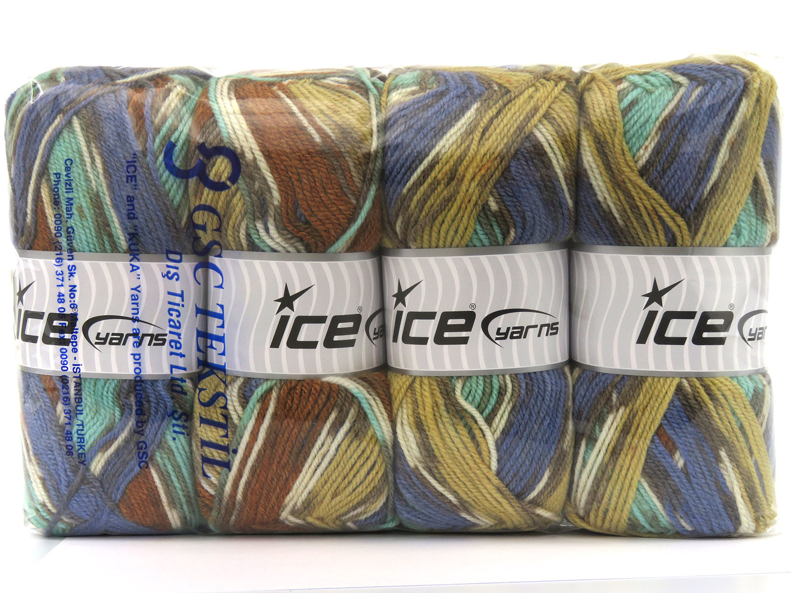 Wool Design Brown Shades, White, Blue fnt2-79889