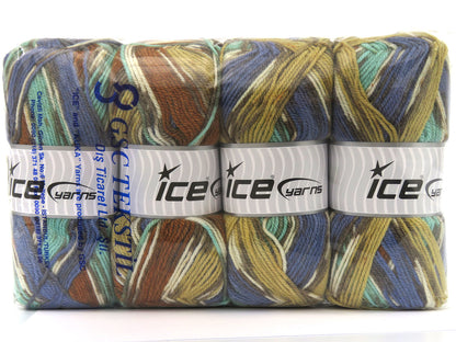 Wool Design Brown Shades, White, Blue fnt2-79889