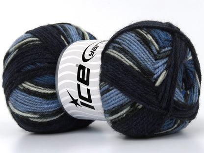 Wool Design Blue Shades, Black, Navy fnt2-79896
