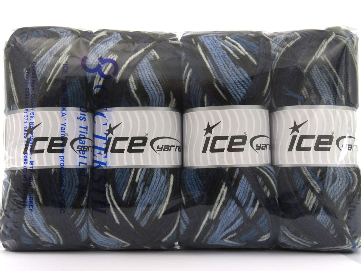 Wool Design Blue Shades, Black, Navy fnt2-79896