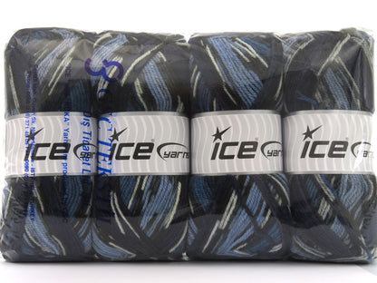 Wool Design Blue Shades, Black, Navy fnt2-79896