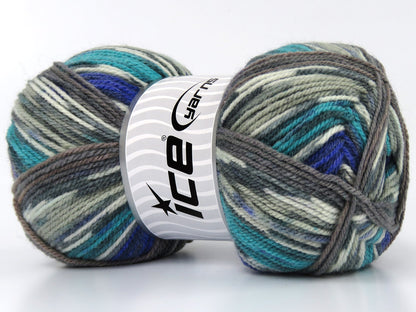 Wool Design Grey Shades, Cream, Turquoise, Purple fnt2-79898