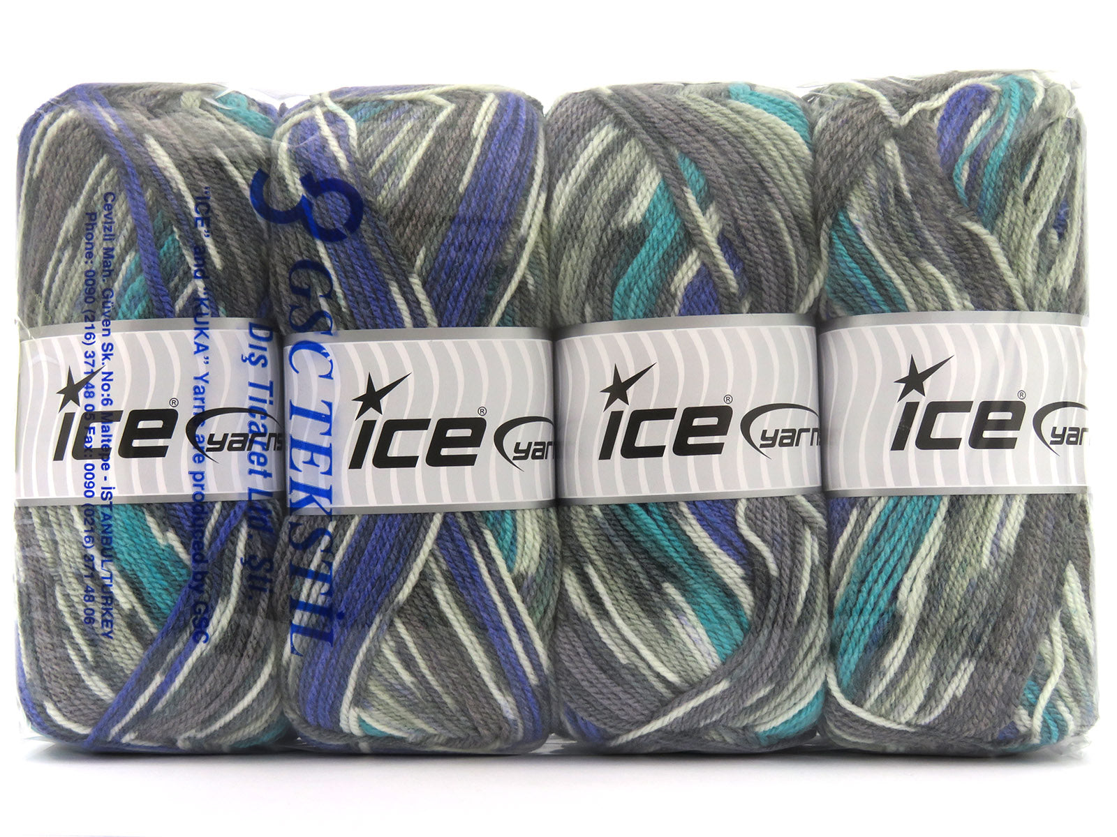 Wool Design Grey Shades, Cream, Turquoise, Purple fnt2-79898