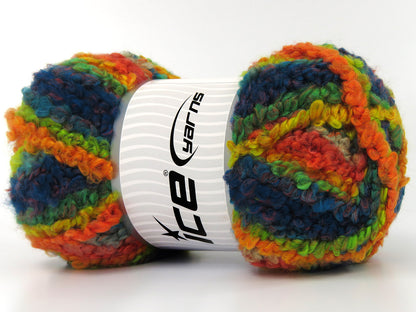 Boucle Wool Magic Green, Yellow, Orange, Turquoise Shades fnt2-79910