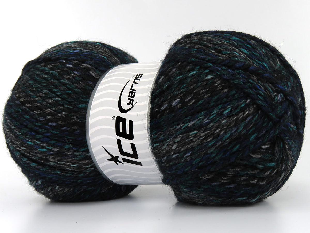 Puzzle Wool Worsted Black, Green, Blue, Grey Shades fnt2-79920