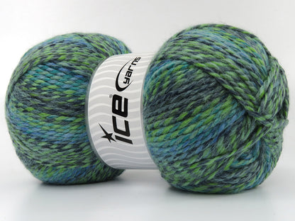 Puzzle Wool Worsted Green Shades, Blue, Grey Shades fnt2-79929