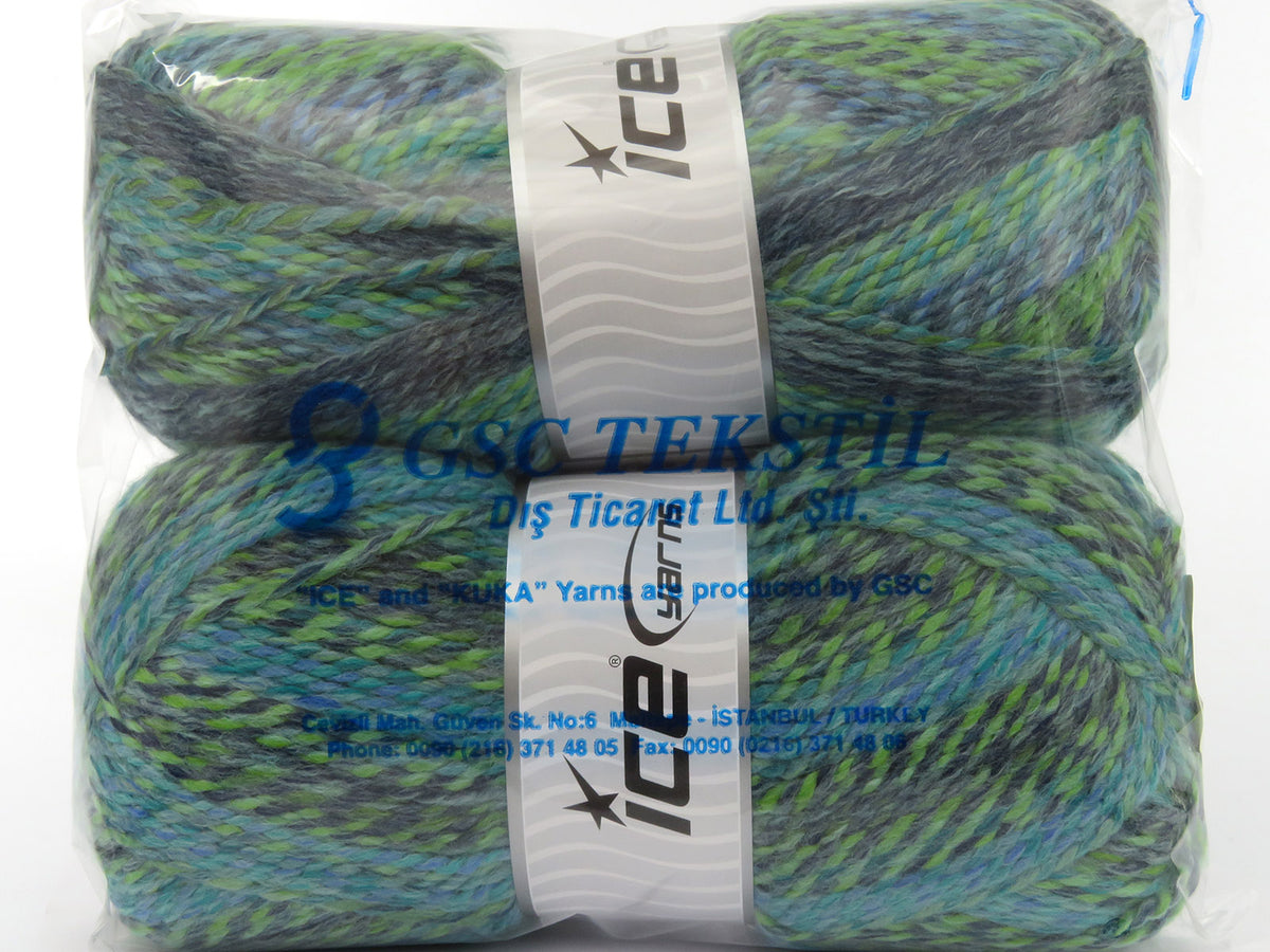 Puzzle Wool Worsted Green Shades, Blue, Grey Shades fnt2-79929