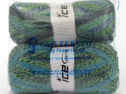 Puzzle Wool Worsted Green Shades, Blue, Grey Shades fnt2-79929