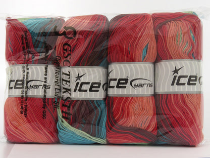 AntiPilling Magic Salmon Shades, Turquoise Shades, Brown, Mint Green fnt2-79950