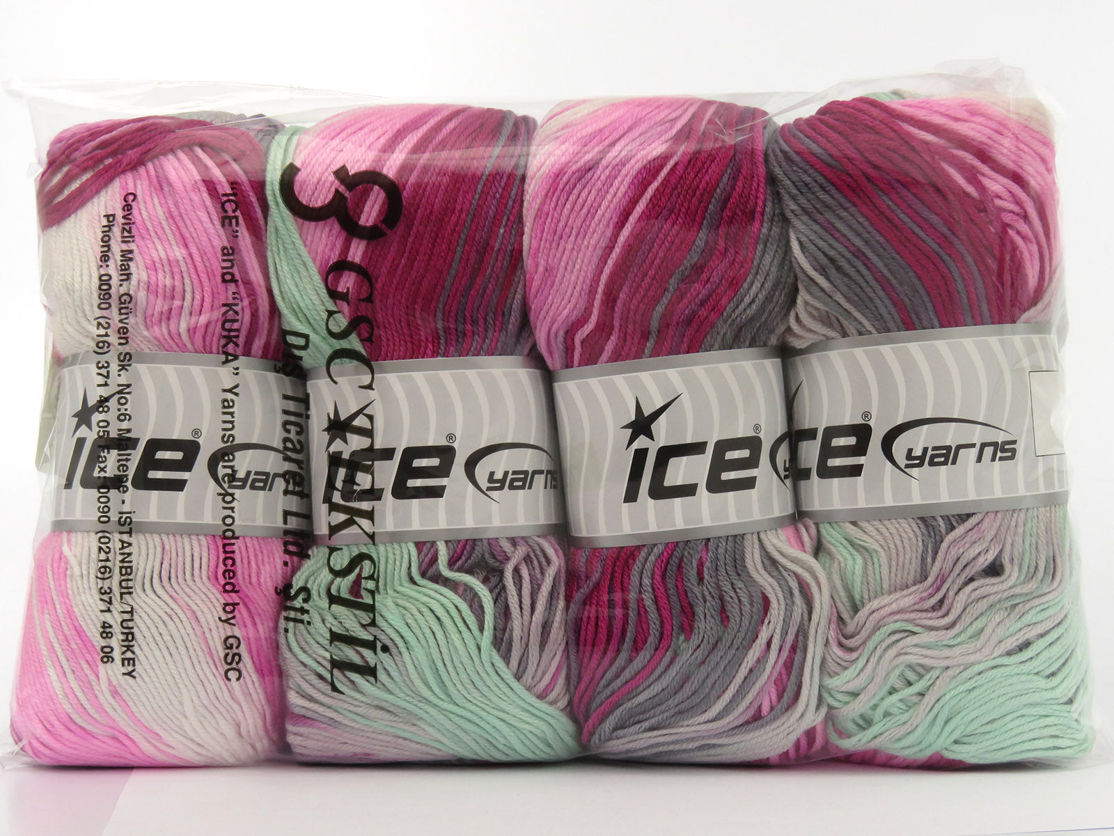 AntiPilling Magic Pink Shades, White, Grey, Mint Green fnt2-79956