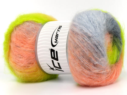 Bella Mohair Grey, Salmon, Green, Light Blue fnt2-80033
