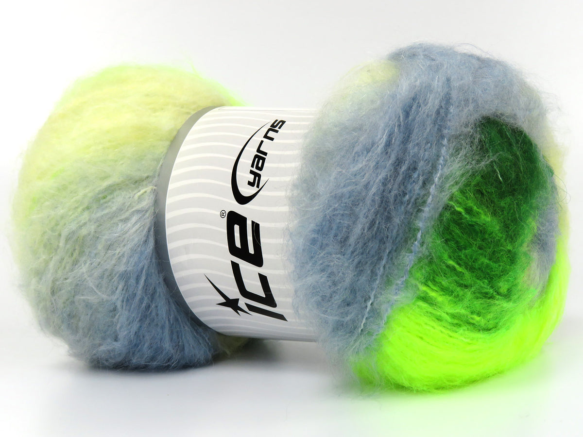 Bella Mohair Green Shades, Light Blue, Cream fnt2-80034
