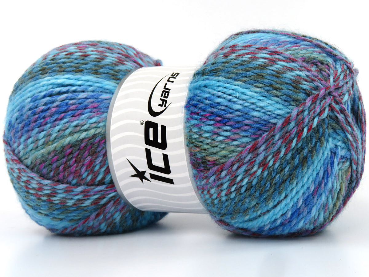 Puzzle Wool Worsted Turquoise, Blue, Pink, Khaki, Red fnt2-80174