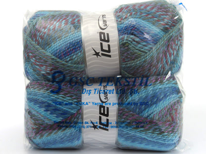 Puzzle Wool Worsted Turquoise, Blue, Pink, Khaki, Red fnt2-80174