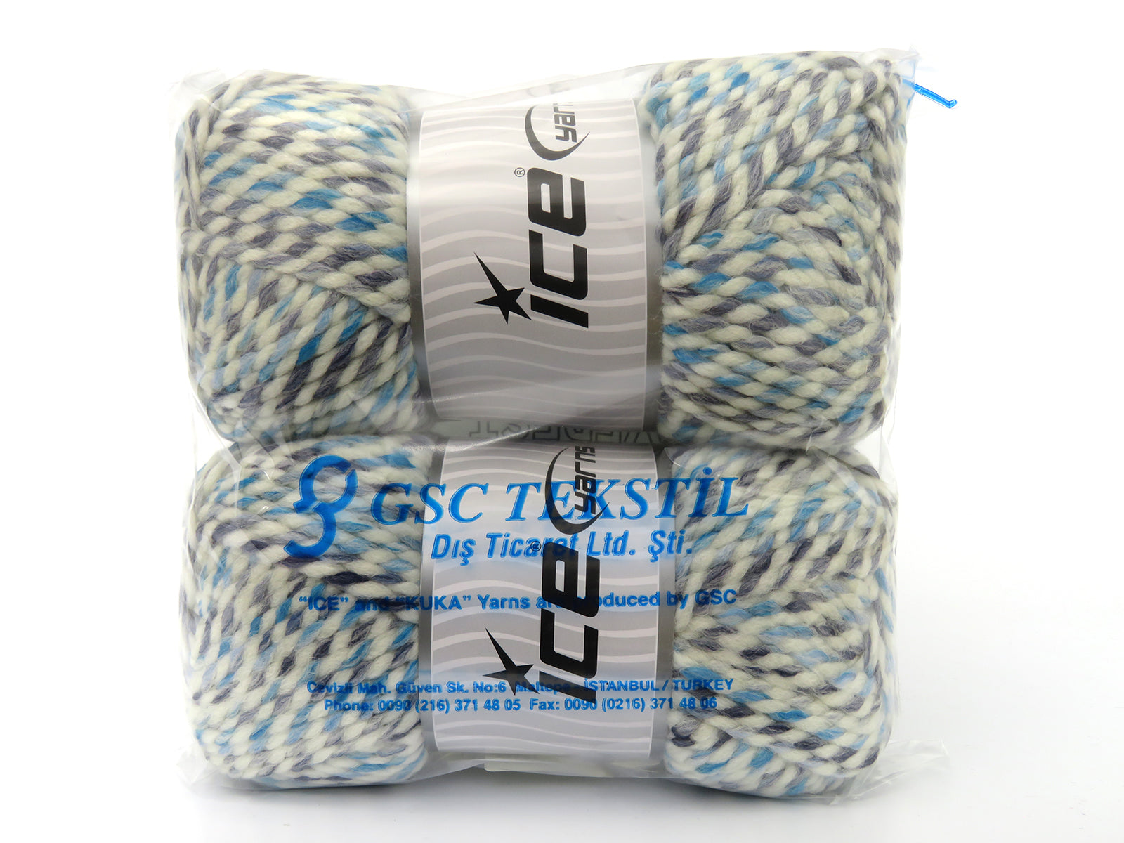 Puzzle Wool Chunky White, Blue Shades fnt2-80290