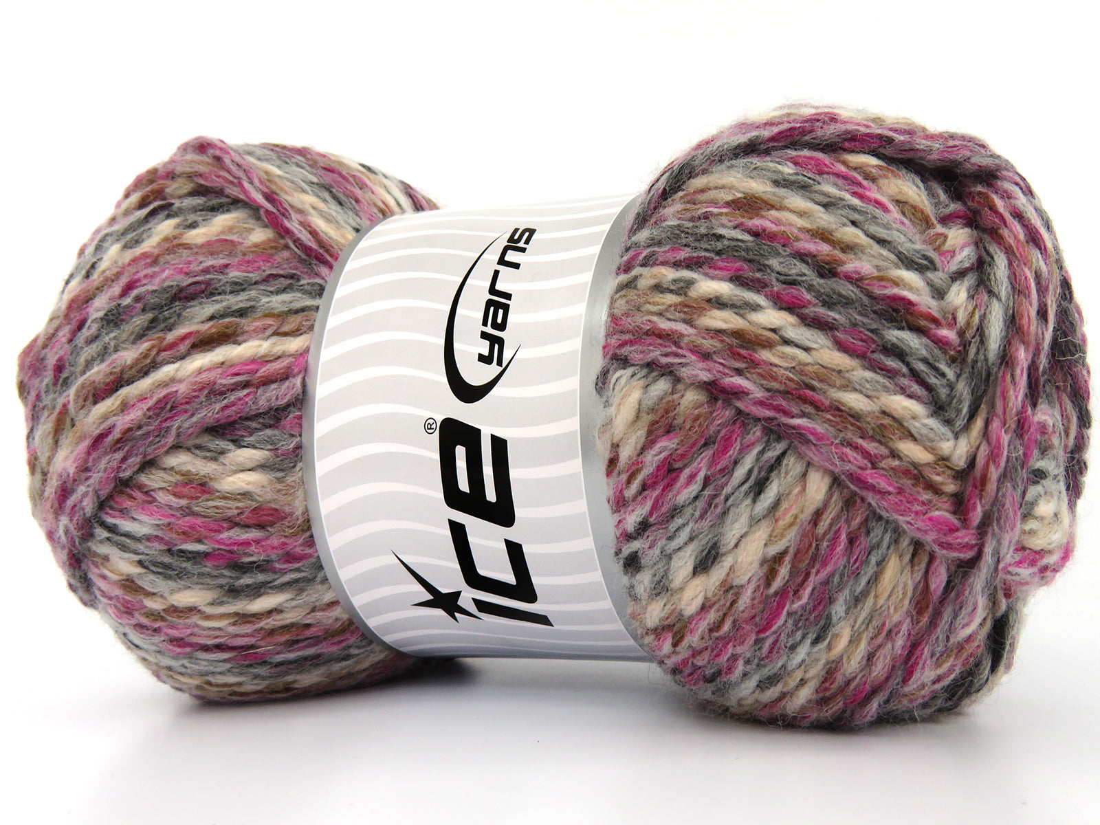 Puzzle Wool Chunky Grey, Brown Shades, Fuchsia fnt2-80291