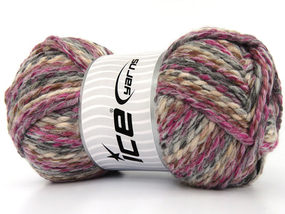 Puzzle Wool Chunky Grey, Brown Shades, Fuchsia fnt2-80291