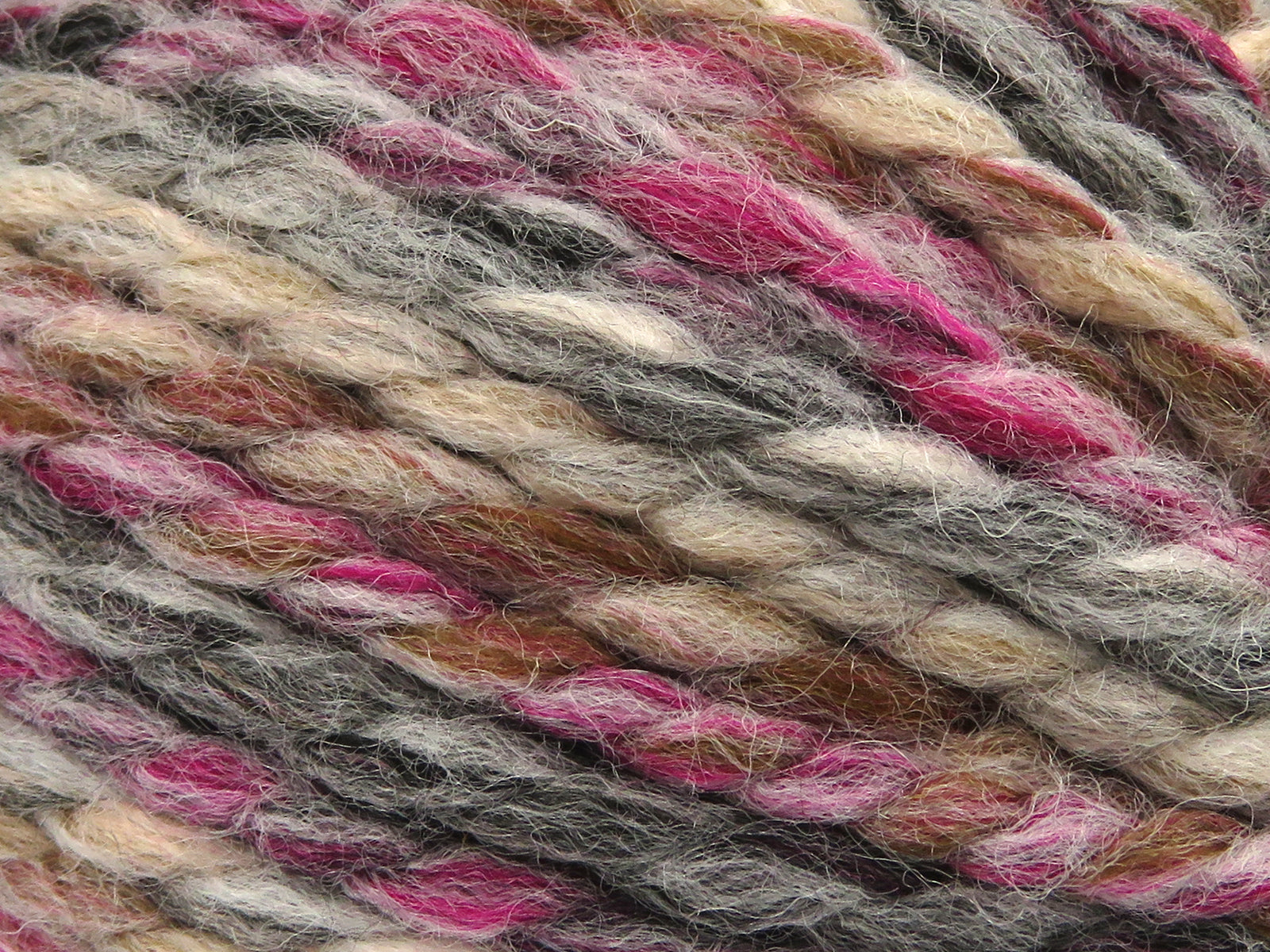 Puzzle Wool Chunky Grey, Brown Shades, Fuchsia fnt2-80291