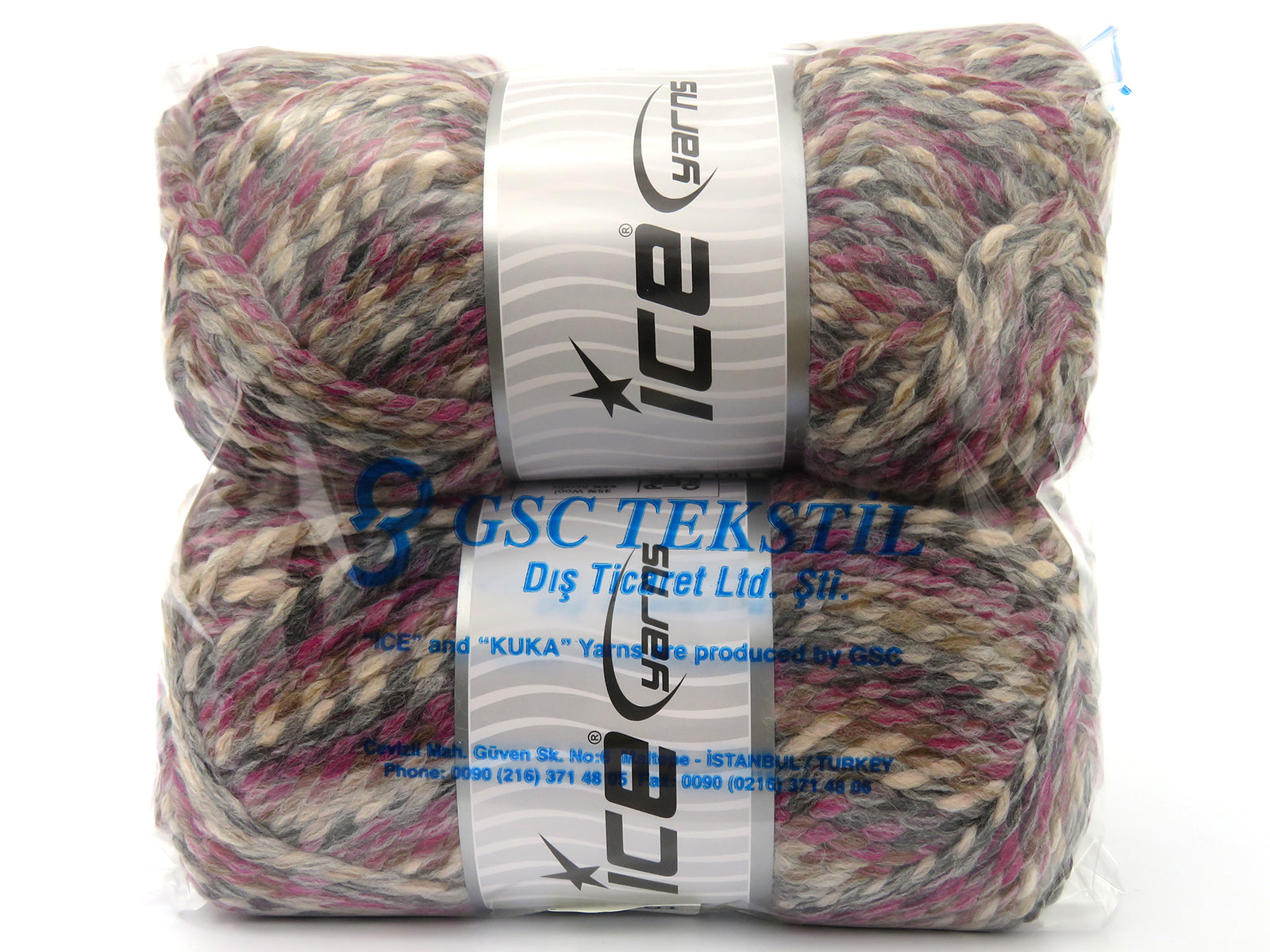 Puzzle Wool Chunky Grey, Brown Shades, Fuchsia fnt2-80291