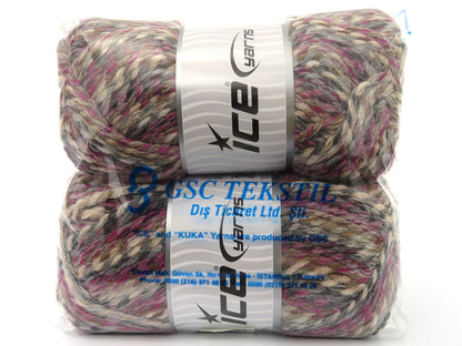 Puzzle Wool Chunky Grey, Brown Shades, Fuchsia fnt2-80291
