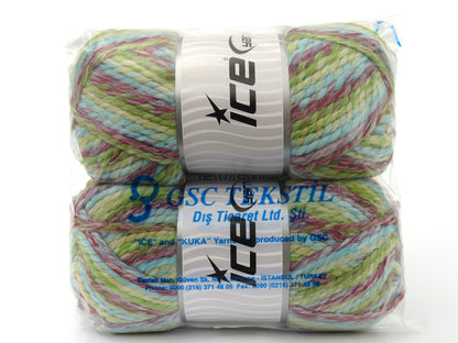 Puzzle Wool Chunky Fuchsia, Turquoise, Green Shades fnt2-80293